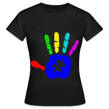 AUTISM PUZZLE HAND Cadeau de sensibilisation à l'autisme - T-shirt Femme - noir - Devant - AI Model Female 172 dark (172cm)