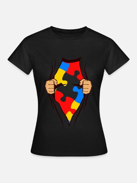 Cadeau AUTISM SUPERHELD pour autiste - T-shirt Femme - noir