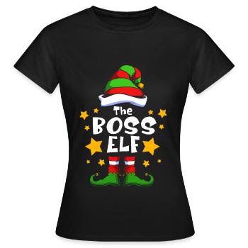 Elf Elf Christmas present Boss - Women's T-Shirt - black - Front - AI Model Female 172 dark (172cm)