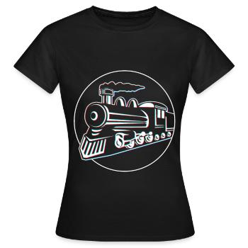 Modèle Locomophage locomotives locomotives trains - T-shirt Femme - noir - Devant - AI Model Female 172 dark (172cm)