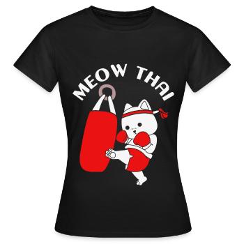 Thai Boxing Katze - Frauen T-Shirt - Schwarz - Vorne - AI Model Female 172 dark (172cm)