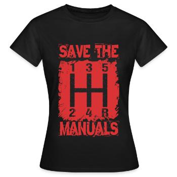 SAVE THE MANUALS KFZ Mechaniker Werkstatt Team - Frauen T-Shirt - Schwarz - Vorne - AI Model Female 172 dark (172cm)