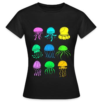 Méduses espèces méduses méduses - T-shirt Femme - noir - Devant - AI Model Female 172 dark (172cm)