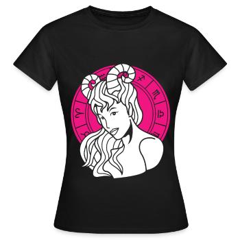 Sternzeichen Widder - Frauen T-Shirt - Schwarz - Vorne - AI Model Female 172 dark (172cm)