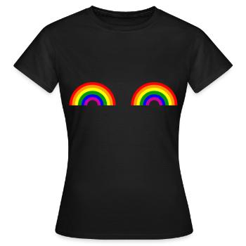 Arc-en-ciel Boobies LGBT Pride Gay Pride Month - T-shirt Femme - noir - Devant - AI Model Female 172 dark (172cm)