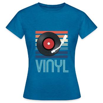 record player - Women's T-Shirt - antique blue sapphire heather - Front - AI Model Female 172 dark (172cm)