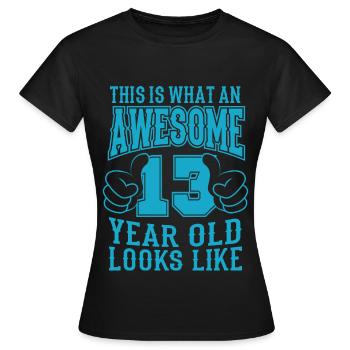 ICH BIN 13 JAHRE 13 Geburtstag Jungen 13 Jahre - Frauen T-Shirt - Schwarz - Vorne - AI Model Female 172 dark (172cm)