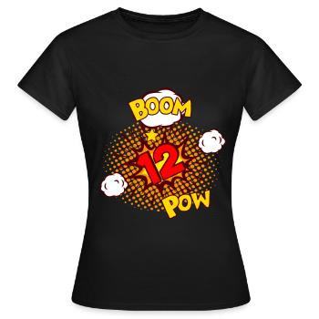 COMIC GEBURTSTAG 12 Jahre Junge 12 Geburtstag - Frauen T-Shirt - Schwarz - Vorne - AI Model Female 172 dark (172cm)