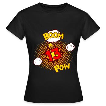 COMIC GEBURTSTAG 13 Jahre Junge 13 Geburtstag - Frauen T-Shirt - Schwarz - Vorne - AI Model Female 172 dark (172cm)