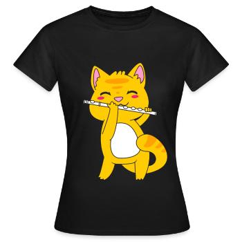 Flöte - Frauen T-Shirt - Schwarz - Vorne - AI Model Female 172 dark (172cm)