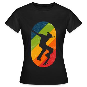 Skateboard Retro Kickflip En Détresse - T-shirt Femme - noir - Devant - AI Model Female 172 dark (172cm)