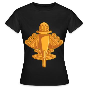 Ancient Astronaut Theorie Quimbaya Flugzeug - Frauen T-Shirt - Schwarz - Vorne - AI Model Female 172 dark (172cm)