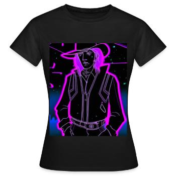 Goth Synthwave Outrun Goth Cowboy - T-shirt Femme - noir - Devant - AI Model Female 172 dark (172cm)