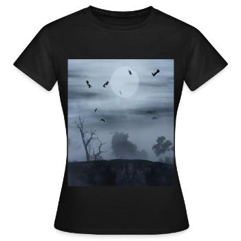 Nuit de pleine lune Pleine Lune et chauves-souris - T-shirt Femme - noir - Devant - AI Model Female 172 dark (172cm)