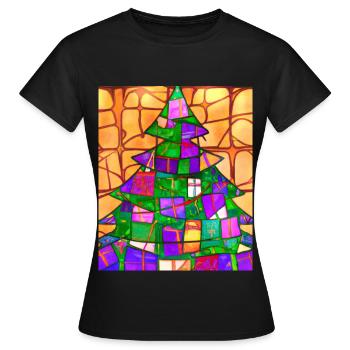 Weihnachten Weihnachtsbaum Kirchenfenster - Frauen T-Shirt - Schwarz - Vorne - AI Model Female 172 dark (172cm)