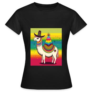 Unicorn Morphed With Llama Funny Mexican Unicorn - Frauen T-Shirt - Schwarz - Vorne - AI Model Female 172 dark (172cm)