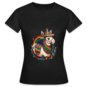 Unicorn Morphed With Llama Funny Mexican Unicorn - Frauen T-Shirt - Schwarz - Vorne - AI Model Female 172 dark (172cm)