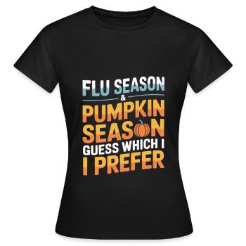 Saison de la grippe et saison des citrouilles Infirmière aux épices de citrouille - T-shirt Femme - noir - Devant - AI Model Female 172 dark (172cm)