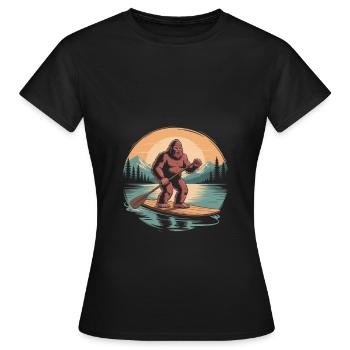 Vintage Bigfoot Paddleboarding - Frauen T-Shirt - Schwarz - Vorne - AI Model Female 172 dark (172cm)