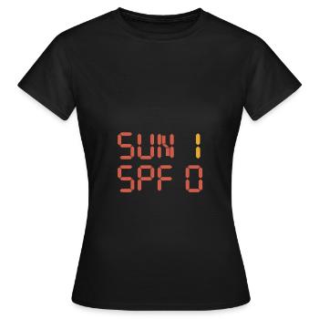 Soleil 1 FPS 0 Coup de soleil - T-shirt Femme - noir - Devant - AI Model Female 172 dark (172cm)