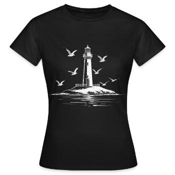 Phare Seagull Harbor Moin Sea Lake - T-shirt Femme - noir - Devant - AI Model Female 172 dark (172cm)