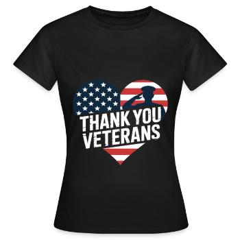 Remerciements aux anciens combattants Drapeau des États-Unis Journée des anciens combattants - T-shirt Femme - noir - Devant - AI Model Female 172 dark (172cm)