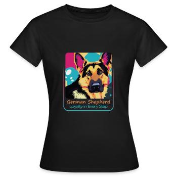 Treuer Deutscher Schäferhund - Frauen T-Shirt - Schwarz - Vorne - AI Model Female 172 dark (172cm)