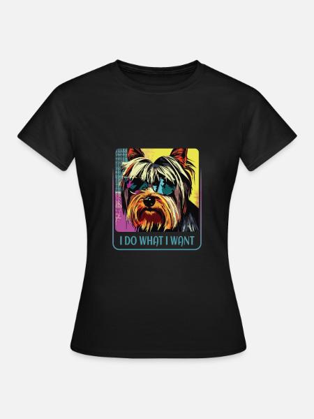 Eigenwijze Yorkie - Vrouwen T-shirt - zwart