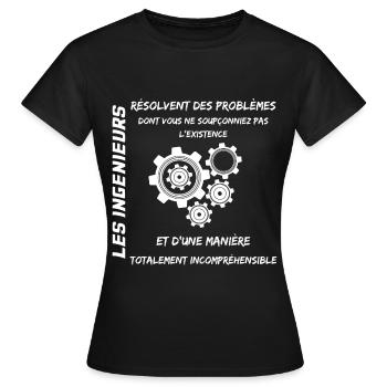 Les Ingénieurs - T-shirt Femme - noir - Devant - AI Model Female 172 dark (172cm)