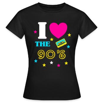 Années 90 Tenue I Love the 90s Retro Party - T-shirt Femme - noir - Devant - AI Model Female 172 dark (172cm)