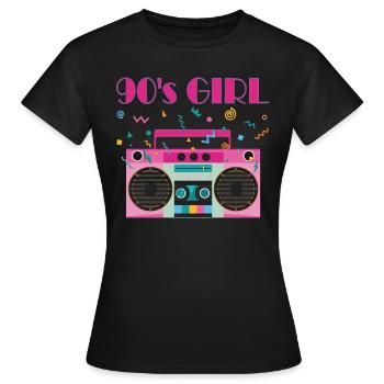 90s Music Girl 90s Outfit 90's Party Costume - Women's T-Shirt - black - Front - AI Model Female 172 dark (172cm)