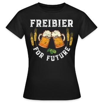 Freibier for Future Bier Deko Wiesn - Frauen T-Shirt - Schwarz - Vorne - AI Model Female 172 dark (172cm)
