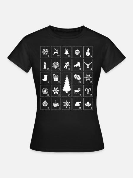 Calendrier de l'Avent Cadeau De Noël Déco De L'Avent - T-shirt Femme - noir