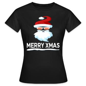 santa claus merry xmas grin - Women's T-Shirt - black - Front - AI Model Female 172 dark (172cm)