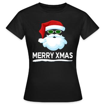 MERRY XMAS Santa Claus with mustache - Women's T-Shirt - black - Front - AI Model Female 172 dark (172cm)
