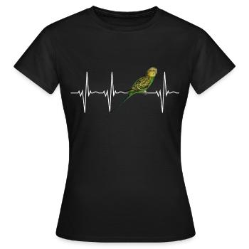 Battement de coeur d'oiseau perruche perruche - T-shirt Femme - noir - Devant - AI Model Female 172 dark (172cm)