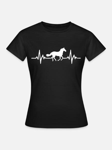 Pferde Herzschlag - Frauen T-Shirt - Schwarz