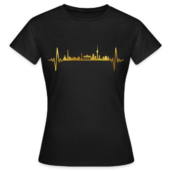 Berlin Skyline battement de cœur - T-shirt Femme - noir - Devant - AI Model Female 172 dark (172cm)