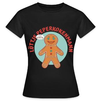 Lüttje Peperkokenmann Plattdeutsch - Frauen T-Shirt - Schwarz - Vorne - AI Model Female 172 dark (172cm)
