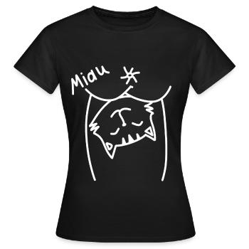 Miau weis - Frauen T-Shirt - Schwarz - Vorne - AI Model Female 172 dark (172cm)