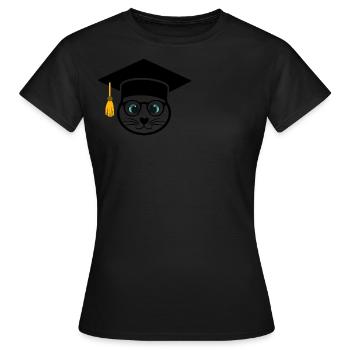 University Cat - Frauen T-Shirt - Schwarz - Vorne - AI Model Female 172 dark (172cm)