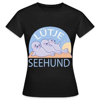Lütje Seehund kleiner Seehund - Frauen T-Shirt - Schwarz - Vorne - AI Model Female 172 dark (172cm)