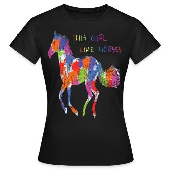 Dieses Mädchen mag Pferde - Frauen T-Shirt - Schwarz - Vorne - AI Model Female 172 dark (172cm)