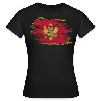 Montenegro Flagge used - Frauen T-Shirt - Schwarz - Vorne - AI Model Female 172 dark (172cm)