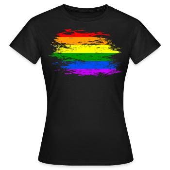 Drapeau arc-en-ciel utilisé - T-shirt Femme - noir - Devant - AI Model Female 172 dark (172cm)