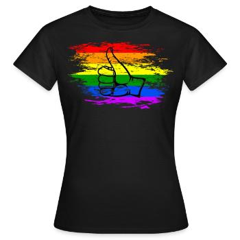 Regenbogen Flagge alles klar Symbol used - Frauen T-Shirt - Schwarz - Vorne - AI Model Female 172 dark (172cm)