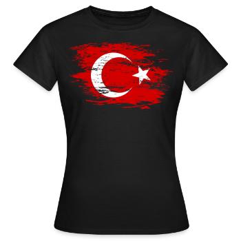 Türkei Flagge used - Frauen T-Shirt - Schwarz - Vorne - AI Model Female 172 dark (172cm)