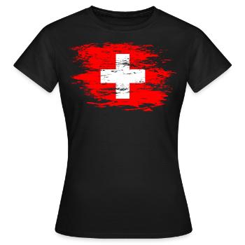 Schweiz Flagge used - Frauen T-Shirt - Schwarz - Vorne - AI Model Female 172 dark (172cm)