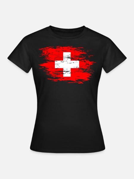 Schweiz Flagge used - Frauen T-Shirt - Schwarz