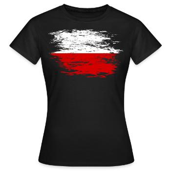 Polen Flagge used - Frauen T-Shirt - Schwarz - Vorne - AI Model Female 172 dark (172cm)